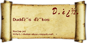 Dudás Ákos névjegykártya